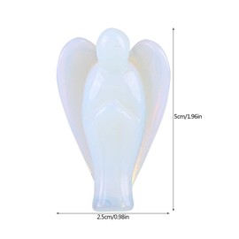 Hztyyier Natural Gemstone Carved Guardian Angel Shape Healing Crystal Stone Home Decoration Gift (Opal)