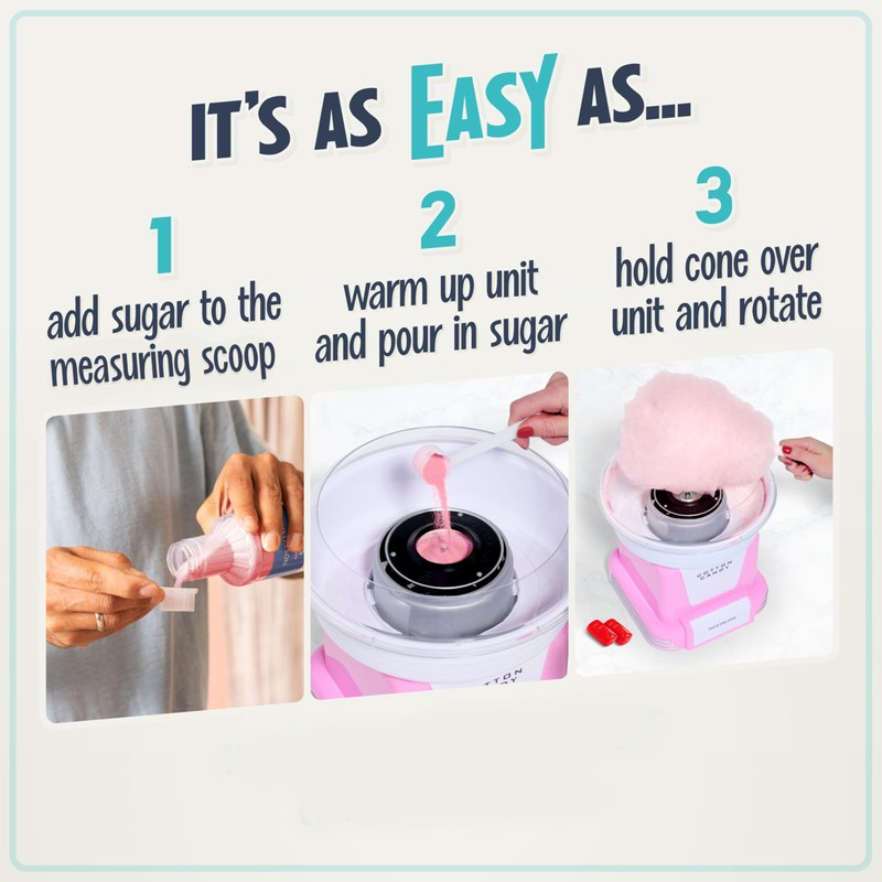 Nostalgia Cotton Candy Flossing Sugar (3-Pack), Grape, Pink Bubble Gum,