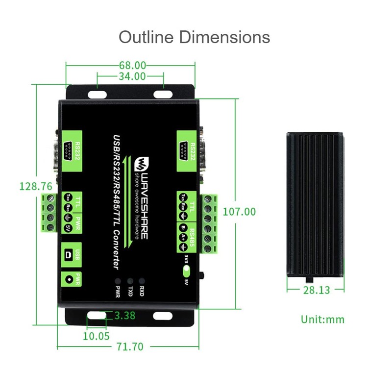 Industrial Isolated USB / RS232 / RS485 / TTL to