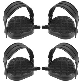 LYTIVAGEN 2 PCS Bike Pedals with Straps Exercise Bicycle Pedals and Straps Fixie Set Replacement Bike Pedals with Adjustable Pedal Straps for Exercise Bikes Spinning Stationary Bikes (1/2",Black)