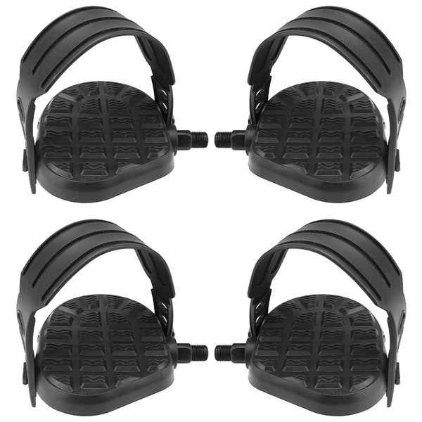 LYTIVAGEN 2 PCS Bike Pedals with Straps Exercise Bicycle Pedals