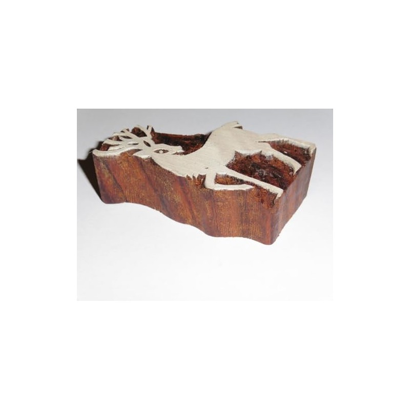 Reindeer Wooden Stamp Indian Hand Carved Printing Block
