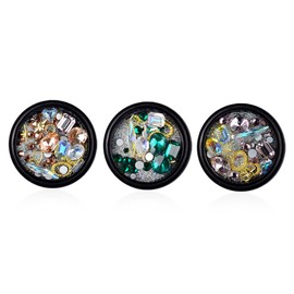 OATIPHO 3 Boxes of AB Rhinestone Nail Charms Unique Shaped Nail Art Decorations for DIY Manicure Supplies for Girls Projects