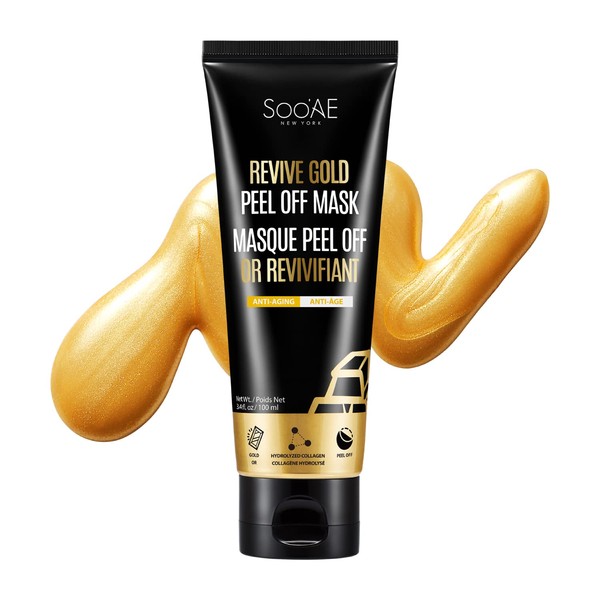 Soo'AE Revive Gold Peel Off Mask, Anti aging Face Peeling masks with 24K Gold, Lifting, Revitalizing Pore & Blackhead Care deep clean peel off mask 3.4 fl oz / 100 mL