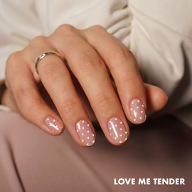 MoYou London Tiras de uñas de gel semicuradas, lima de uñas y barra de cutícula de madera, 20 unidades, envolturas de gel para uñas, juego de manicura y pedicura, bonitos corazones