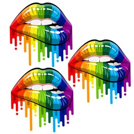 BUGUUYO 1set Rainbow Lip Reflection Stickers Auto Reflection Vehicle Wrap Vibrant Car Body Decor Easy to Install Remove Durable Design for Friends 3pcs