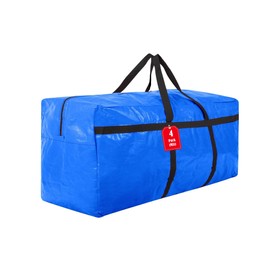 Sharmgoria Extra Large Foldable Storage Duffle Bags Huge Heavy Duty Moving Bags Great for Moving, College Dorm, Bedding Storage, Christmas Tree and More (Blue 4 Pack)