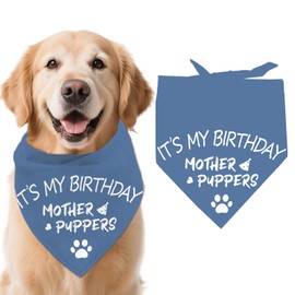 arricraft 1 Pc Birthday Theme Dog Bandana, 78x39cm(30.7x15.35 inch) It's my Birthday Mother Puppers Words Triangle Adjustable Comfortable Pet Bibs Washable Cotton Scarf Kerchief for Large Dog