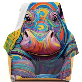 FAMEMBERPERS Hippo Cooling Blanket Cute Hippopotamus Gifts Breathable Thin Blankets for Hot Sleepers Lightweight Soft Air Conditioner Quilt Couch Sofa Throw (Hippo-3, 50"X60")