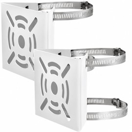 Gavit Security Camera Mounting Bracket, Pole Housing Stand, Surveillance Camera, Cylindrical, Square Column, Outdoor, No Drilling Required, Stainless Steel Band, 7.9 inches (20 cm), Set of 2 (White, 2 Pieces, *Band Diameter 7.9 inches (20 cm))