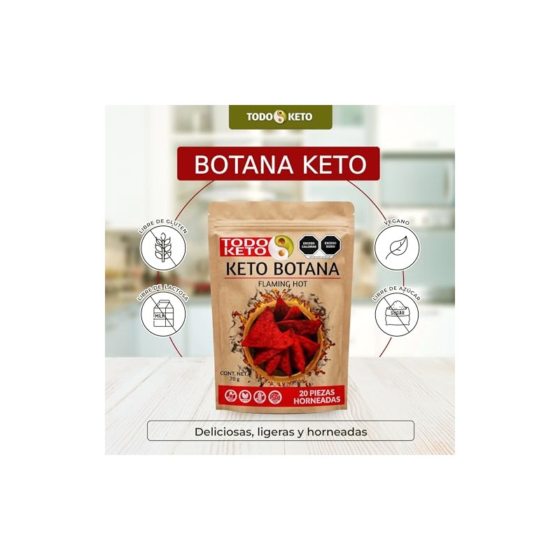 Totopos Keto Botana de Almendra 20 Piezas Horneados (Flamin Hot)