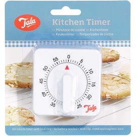 Tala Classic 1 Hour White Mechanical Timer, 60 Minute Adjustable Timer with Loud Ringer, Perfect for your Cooking and Baking needs, Made using BPA Free Plastic