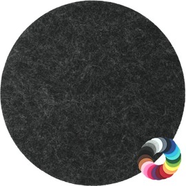 Round place mat felt coaster in 35 cm, dark grey mottled (HF026) for glasses, food, table decoration