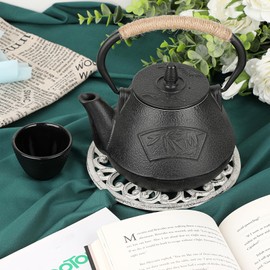 OLegei Sottopentola rotondo decorativo in ghisa proteggere i piatti caldi, supporto per casseruola con motivo vintage (diametro 17 cm) bianco