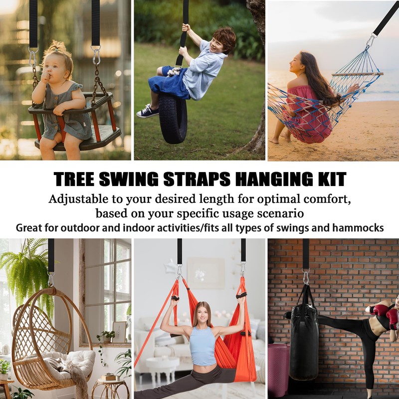 DONILIGA Adjustable Tree Swing Straps Hanging Kit (Set of 4)