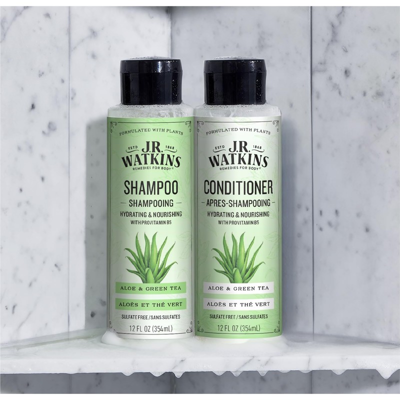 J.R. Watkins Daily Hydration Shampoo, Aloe & Green Tea -