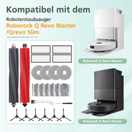 isinlive 24 St??ck Qrevo Master Zubeh?r kompatibel mit Roborock Qrevo Master/Qrevo Slim Rboter-Staubsauger, 2 Rollenb??rste, 4 HEPA-Filter, 6 Staubbeutel, 4 Wischt??cher, 6 Seitenb??rsten