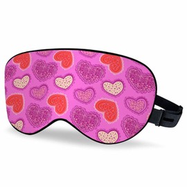 Vnwoalu Valentine's Day Sleep Eye Mask Heart Cookies Men Women Sleep Mask with Adjustable Strap Eye Cover Eye Shade for Travel, Nap,Meditation