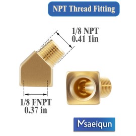 Msaeiqun 1/8 Inch Female Pipe x 1/8 Inch Male Pipe Solid Brass Threaded 45 Elbow Pipe Fittings Extension Connector Adapter Coupling for Pipe Line/Oil/Gas 5PCS