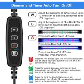 VARMHUS Submersible LED Aquarium Light,Fish Tank Light with Timer Auto On/Off Dimming Function,3 Light Modes Dimmable&4-Color Lamp Beads,10 Brightness Levels Optional&3 Levels of timed Loop RGB-29cm