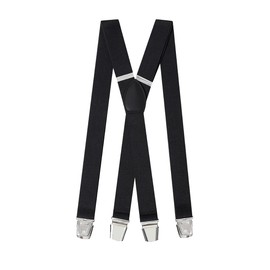 Black Suspender Braces Classic Elastic Mens Dress Suspenders w/Adjustable Straps - Luxury Clip On Suspenders for Men Black Regular