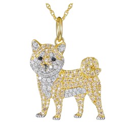 OSCCI Cute Crystal Shiba Inu Dog Pendant Necklace For Women Cartoon Dog Animal Necklace Pets Lover Jewelry