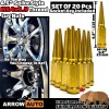 ARROW 20x 4.5" Tall Gold M14x1.5 Spike Lug Nuts &