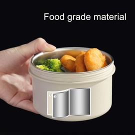 Bento Lunch Box, 600ml Stainless Steel Portable Thermal Lunch Container for Kid Adult, Keep Food Warm, Insulated Lunch Containers Leakproof Food Container for School, Works (Beige)