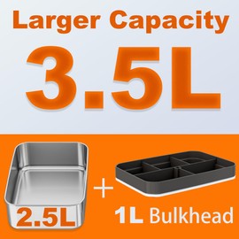 Nifogo Electric Lunch Box for Adults 3,5L 100W Portable Heated Lunch Box for Men 3 in 1 Portable Food Warmer 110V/12V/24V with Removable Stainless Steel Container & Bag