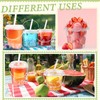 Funnymoom 50 Sets Clear Plastic Drink Buckets with Handles, Lids
