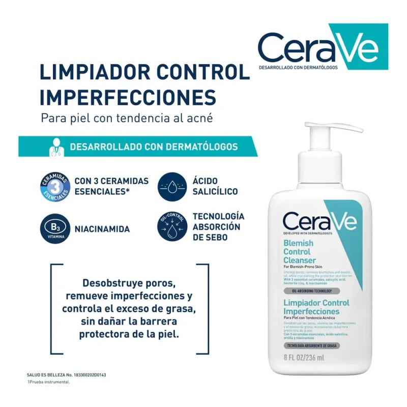 Limpiador Cerave Control Imperfecciones Para Piel con Tendencia Acnéica de