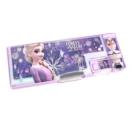 Pencil Case, Elementary School Students, Girls, Double-Sided Opening, Pencil Sharpener, Pen Case, Multi-functional, Large Capacity, Characters Box, Pencil Case, Cute, Back to School (Purple)