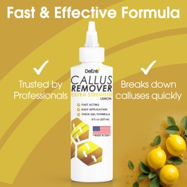 DeEnti Callus Remover for Feet, Extra Strength Foot Callus Remover Gel, 8oz Salon Grade Home Pedicure Supplies for Dry Skin, Cracked Heel, Professional Strength Foot Care, Lemon