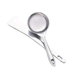 Yuktha Eternals Stainless Steel Dosa Making Spoon/Ladle Set, 2 Pcs (1 Turner, 1 Short Pour Ladle with Flat Base)