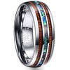 Vakki 8mm Mens Wedding Bands with Hawaiian Koa Wood Abalone