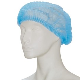 Pack of 100 Fleece Hoods, Size L, 52 cm Diameter, Pack of 100, Non-Woven Nurse's Cap, Disposable Cap, Beret Hood, Fleece Hood, lightblue