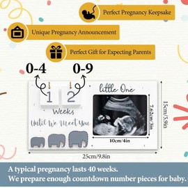 PANYI Baby Scan Wooden Picture Frame, Ultrasound Picture, Baby Picture Frame for First Scan of Pregnancy, Sonogram Picture Frame with Baby Countdown, Weeks, Gifts for Expectant Mothers