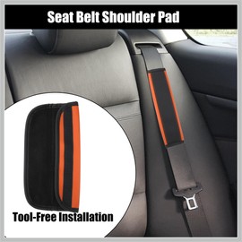 RATCHROLL 2pcs Universal Seat Belt Shoulder Pad Faux Leather Car Safety Strap Covers Neck Mat for Comfortable Driving Black Orange Replacement Car Parts
