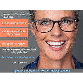 Sightline Progressive Multifocaus Reading Glasses for Men and Women Premium Optical Quality Italian Acetate Frame Brown 2.50