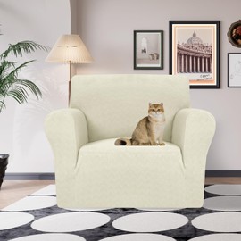 JIVINER Stretch Armchair Slipcovers, 1 Piece Chair Sofa Covers 1 Seater Couch Covers with Elastic Bottom for Kids, Pets (Small, Beige Rhomb)