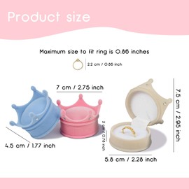 AfitLulu Plush Ring Box Small Crown Shape Earring Storage Organiser Velvet Ring Holder Portable Earring Storage Box Jewellery Organiser Box for Earrings Rings (Blue)