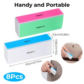 YBEATY 8 Pieces Nail Polishing Block, 4-Way Nail Polisher, Manicare Nail Care File, Nail Files Block Buffer Removes Burrs Nail Files Polisher Nail Buffer for Shaping, Smoothing and Polishing Nails