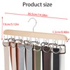 2 Pcs Natural Wooden Belt Hanger with 14 Rotatable Hooks