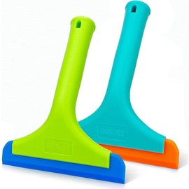 Super Flexible Silicone Squeegee 5.9'' Blade & 7.5'' Long Handle for Car Windshield, Window, Mirror & Glass Door - Color: Green+lake Blue