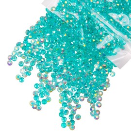 qiipii 4700PCS 3mm Transparent Aquamarine AB Resin Rhinestones Bulk Clear Lake Blue Flatback Jelly Resin Stones SS10 Diamonds Crystals Gems Charms for Nails Face Eyes Makeup Tumblers DIY Crafts Shoes