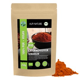 Organic Cayenne Pepper Powder (250g, 8.8oz), Organic Cayenne Pepper Ground from Controlled Organic Cultivation, Cayenne Chili Pepper 100% Natural, Without additives