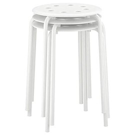Ikea Marius Steel, Epoxy Powder Coating Stool (White), Set of 1
