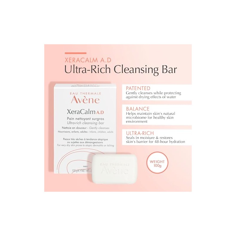 Avene Xeracalm A.D, Barra Dermolimpiadora, Piel Seca, 1pza