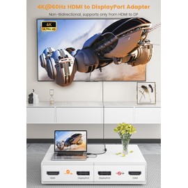 FOINNEX HDMI to DisplayPort Cable Adapter, 4K@60Hz HDMI to DP Adapter Male to Female for HDMI Source to DP Display