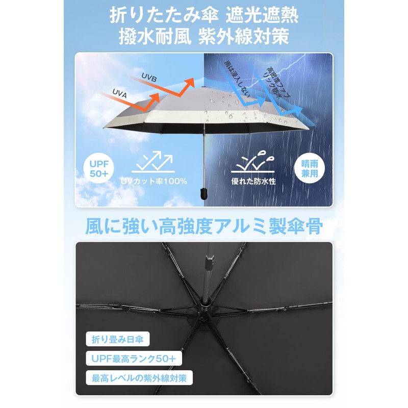 Parasol, Folding Umbrella, Lightweight 7.8 oz (220 g), Diameter 10.2